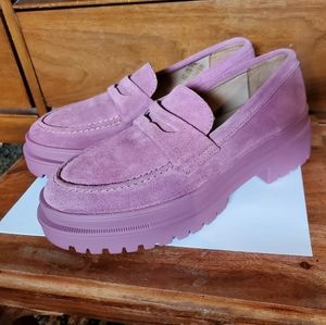 Portland Leather Goods Patina Zoe foxglove chunky loafers